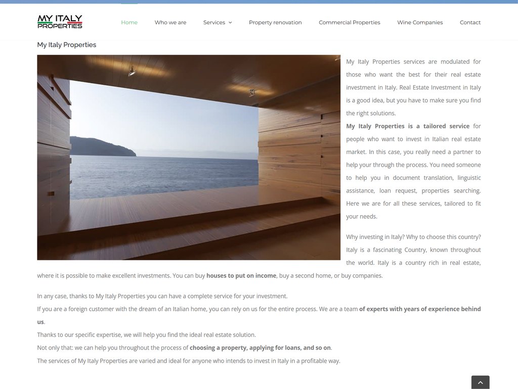 Screenshot del sito My Italy Properties
