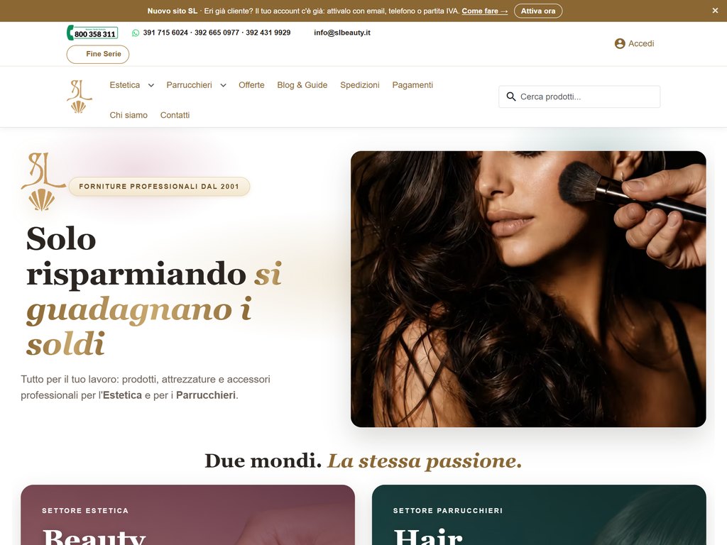 Screenshot del sito SL Beauty & Hair