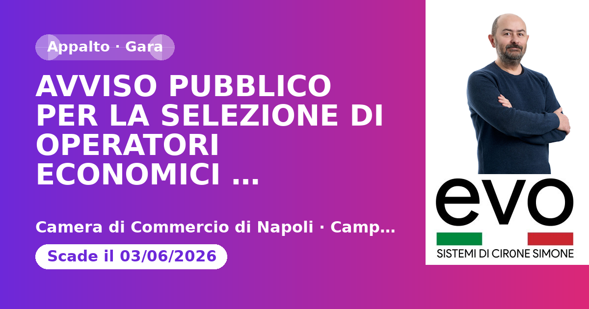 AVVISO PUBBLICO PER LA SELEZIONE DI OPERATORI ECONOMICI FINALIZZATA ALL'ACQUISIZIONE DI UNA PIATTAFORMA DI A.I. LEGALE GENERATIVA