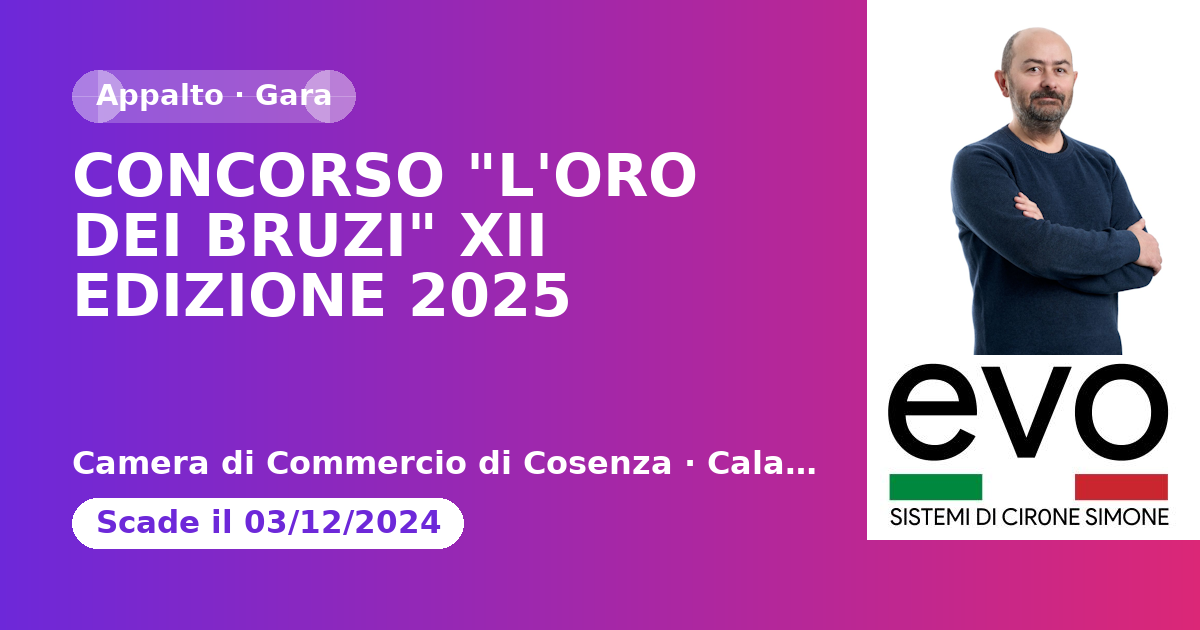 CONCORSO "L'ORO DEI BRUZI" XII EDIZIONE 2025