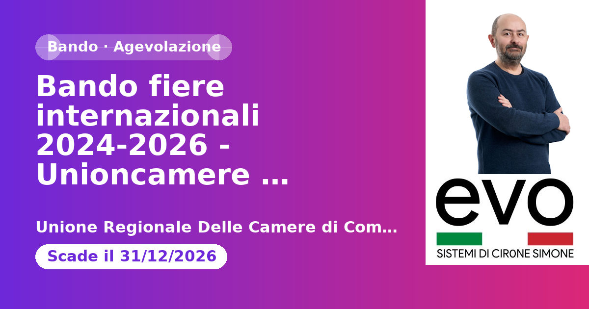 Bando fiere internazionali 2024-2026 - Unioncamere Lombardia