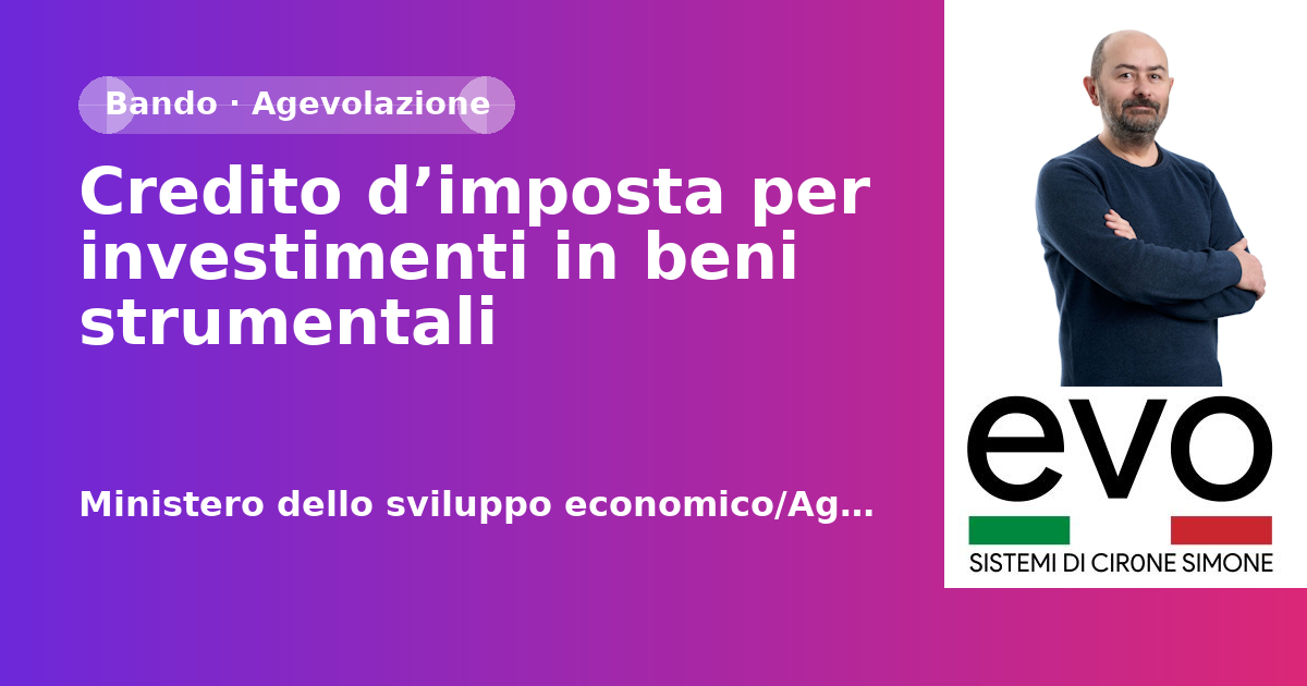 Credito d’imposta per investimenti in beni strumentali