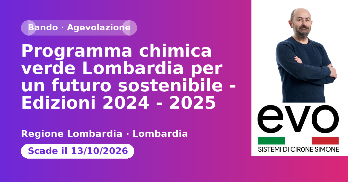 Programma chimica verde Lombardia per un futuro sostenibile - Edizioni 2024 - 2025