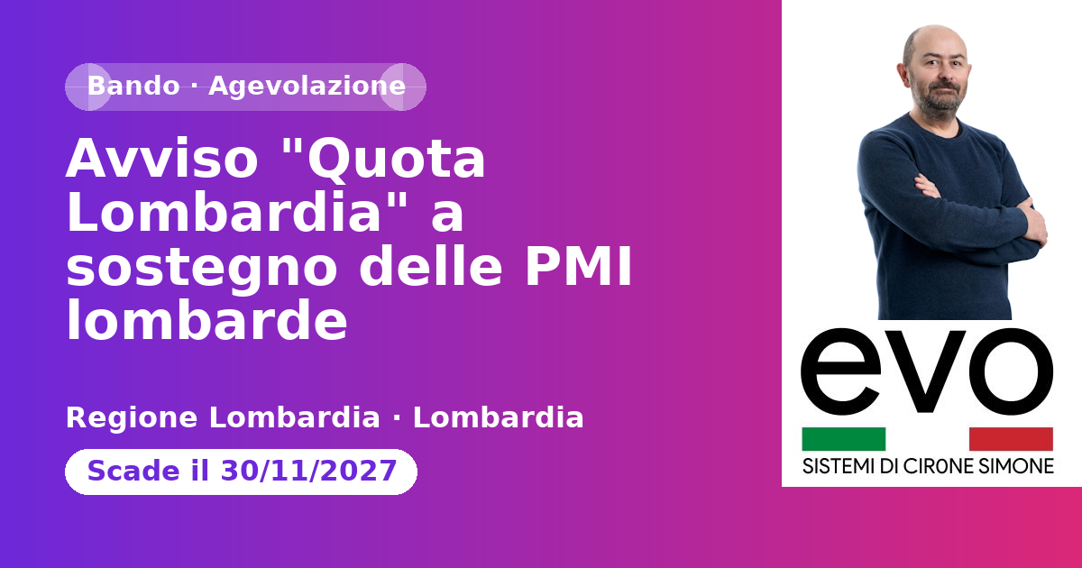 Avviso "Quota Lombardia" a sostegno delle PMI lombarde