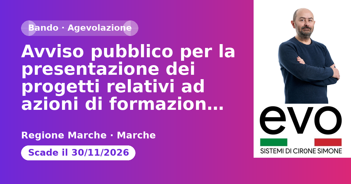 Anteprima: Avviso pubblico per la presentazione dei progetti relativi ad azioni di formaz…