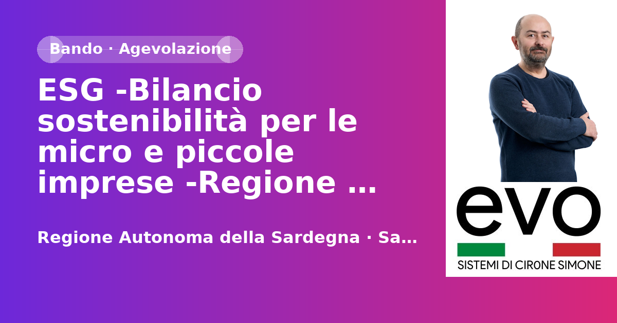 ESG -Bilancio sostenibilità per le micro e piccole imprese -Regione Sardegna
