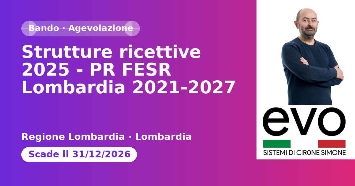 Strutture ricettive 2025 - PR FESR Lombardia 2021-2027