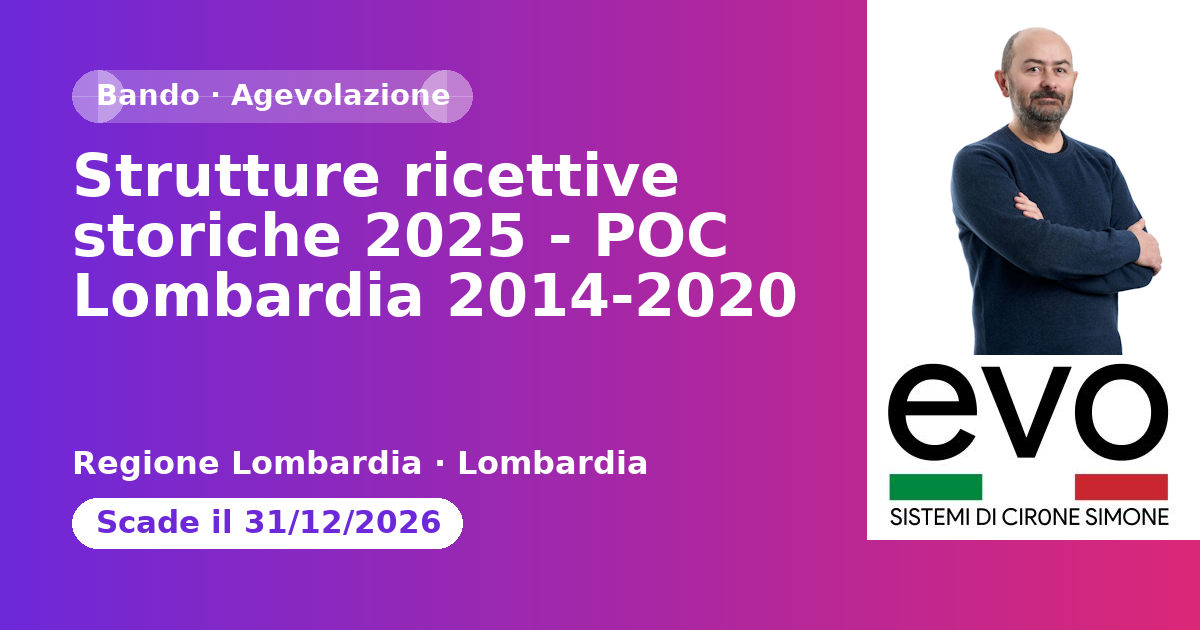 Strutture ricettive storiche 2025 - POC Lombardia 2014-2020