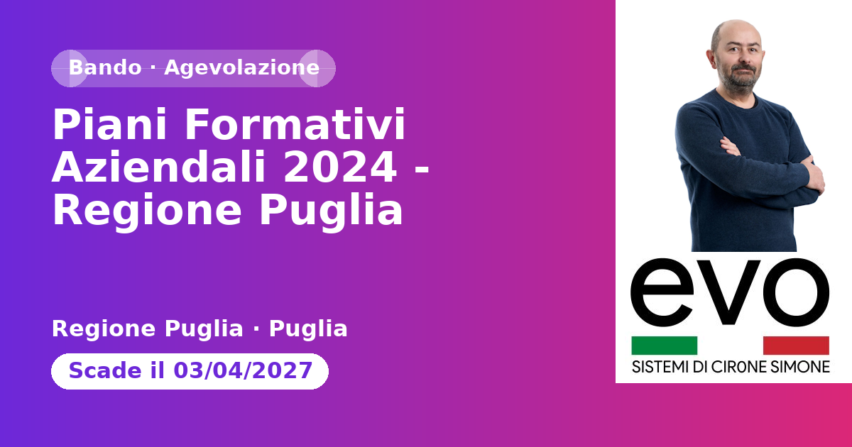 Piani Formativi Aziendali 2024 - Regione Puglia