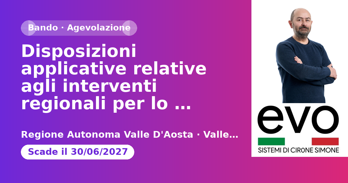 Anteprima: Disposizioni applicative relative agli interventi regionali per lo sviluppo de…