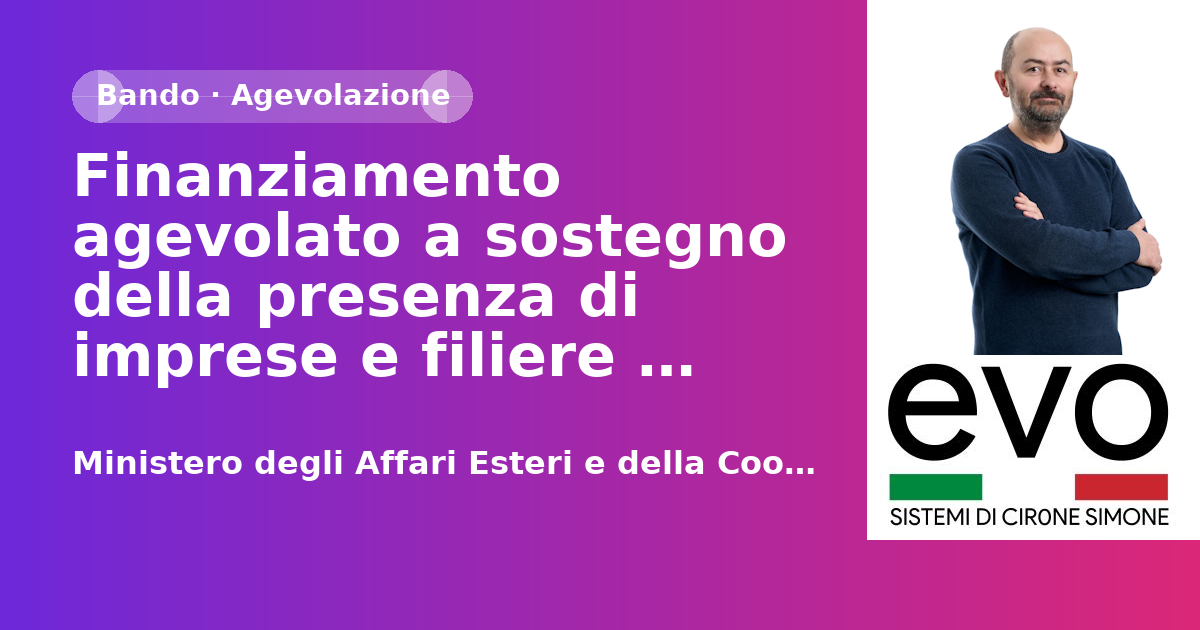 Finanziamento agevolato a sostegno della presenza di imprese e filiere italiane in America Latina - Competitività delle filiere italiane in America centrale o meridionale