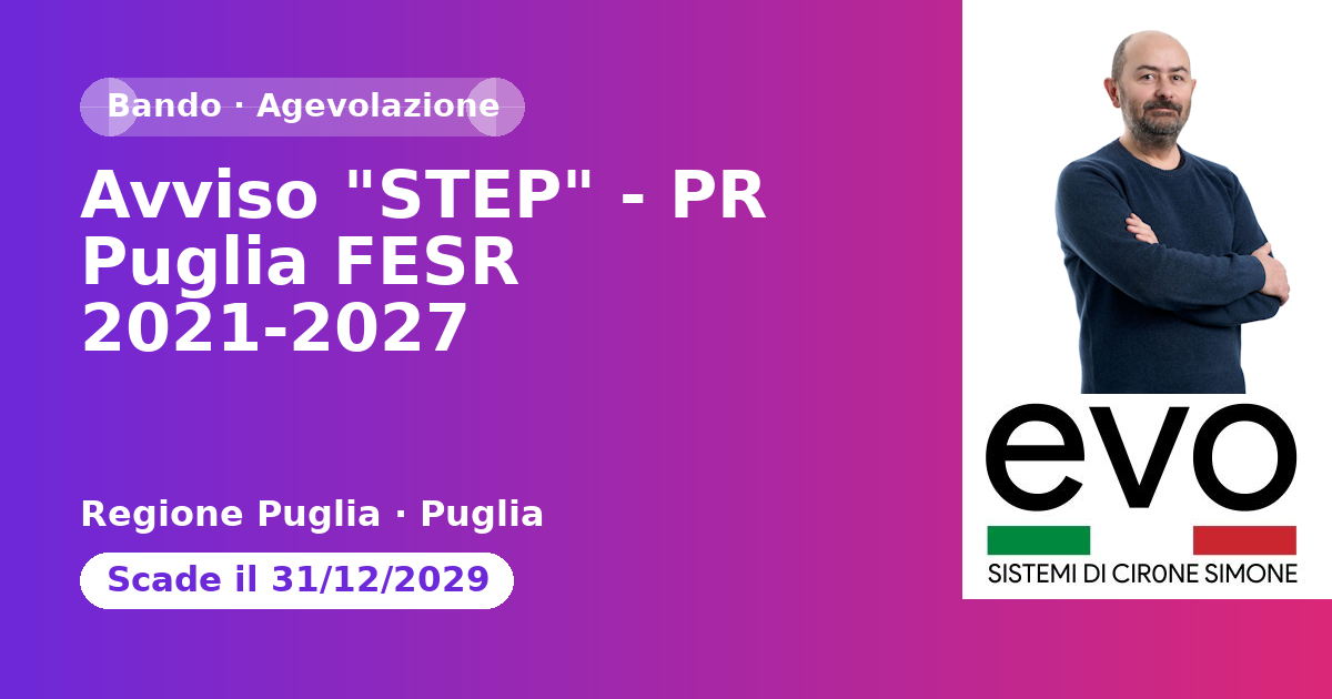 Anteprima: Avviso "STEP" - PR Puglia FESR 2021-2027