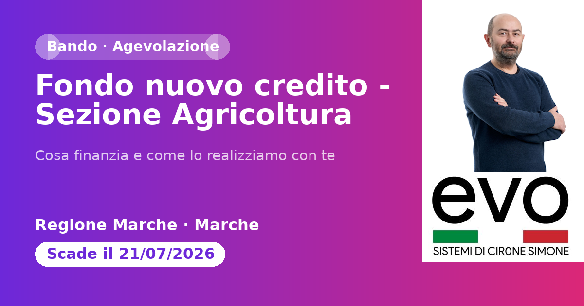 Fondo nuovo credito - Sezione Agricoltura