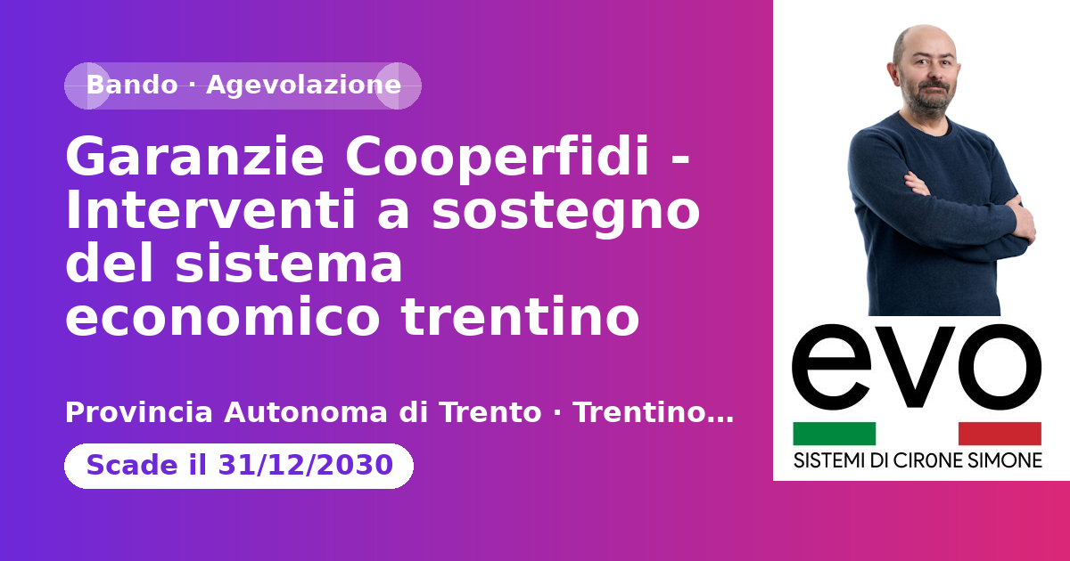 Garanzie Cooperfidi - Interventi a sostegno del sistema economico trentino