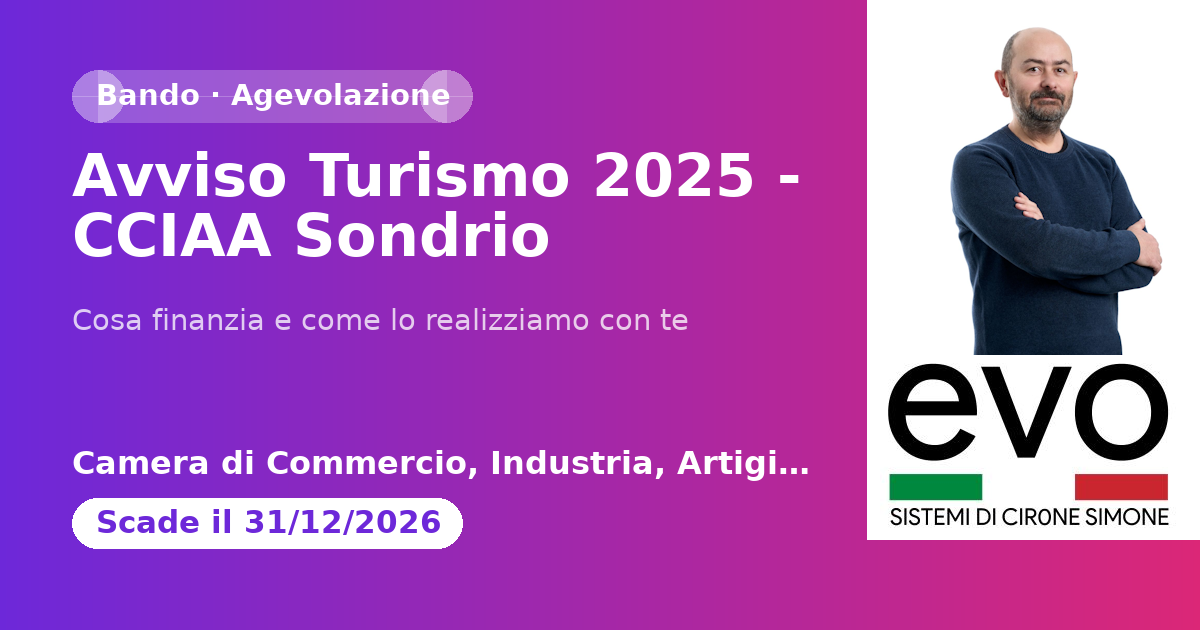 Avviso Turismo 2025 - CCIAA Sondrio