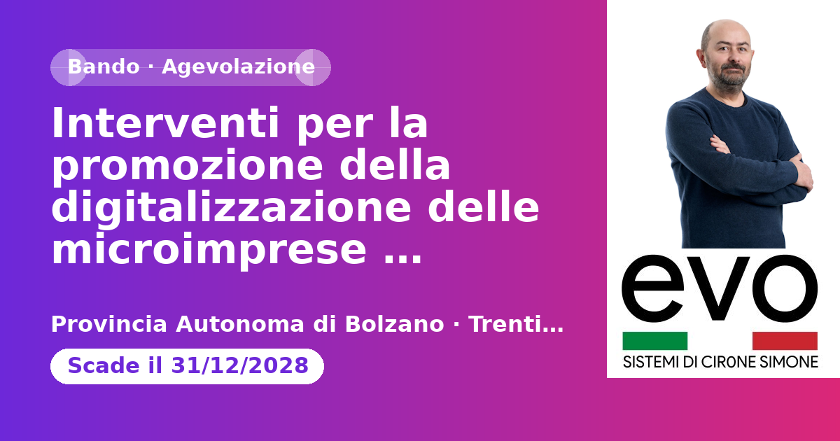 Interventi per la promozione della digitalizzazione delle microimprese 2025-2028 - DGP 813/2025