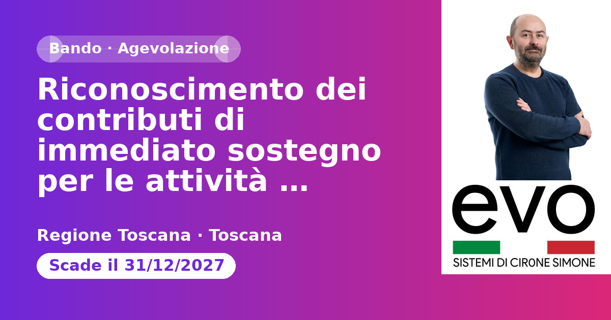 Riconoscimento dei contributi di immediato sostegno per le attività economiche e produttive extra-agricole - Eventi settembre e ottobre 2024