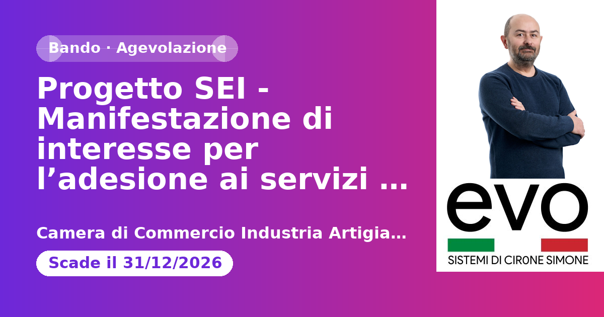 Anteprima: Progetto SEI - Manifestazione di interesse per l’adesione ai servizi consortil…