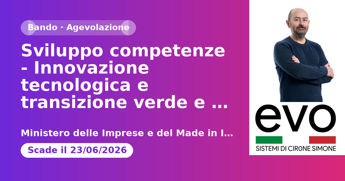 Sviluppo competenze - Innovazione tecnologica e transizione verde e digitale