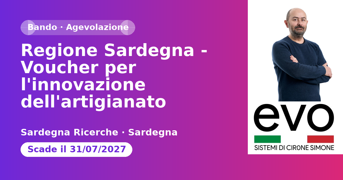 Regione Sardegna - Voucher per l'innovazione dell'artigianato