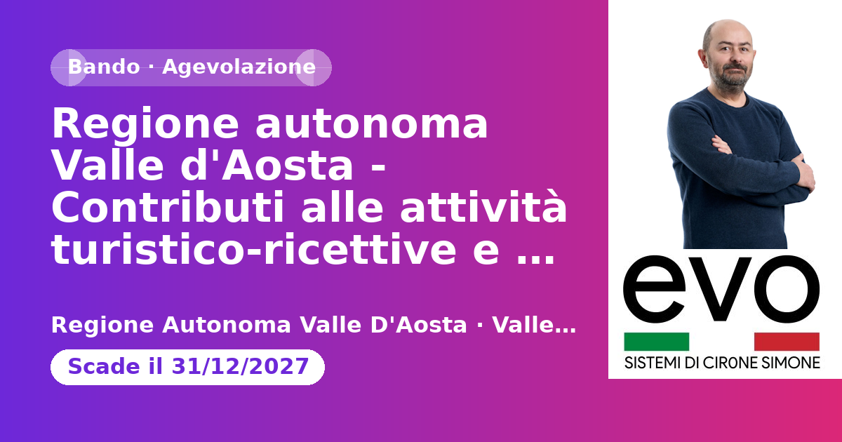 Anteprima: Regione autonoma Valle d'Aosta - Contributi alle attività turistico-ricettive…