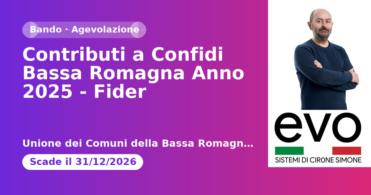 Contributi a Confidi Bassa Romagna Anno 2025 - Fider