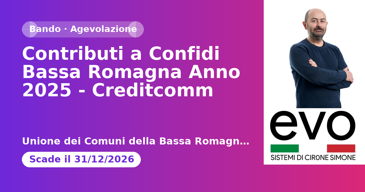 Contributi a Confidi Bassa Romagna Anno 2025 - Creditcomm