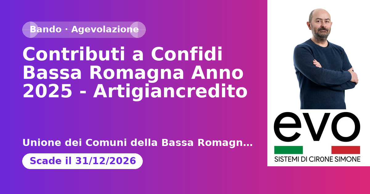Contributi a Confidi Bassa Romagna Anno 2025 - Artigiancredito