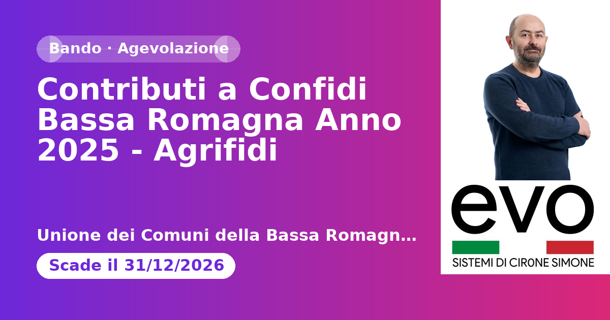 Contributi a Confidi Bassa Romagna Anno 2025 - Agrifidi