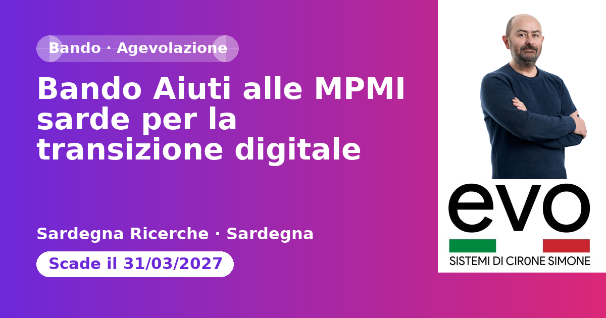 Bando Aiuti alle MPMI sarde per la transizione digitale