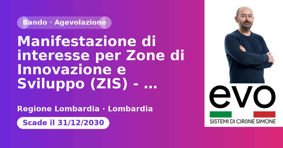 Anteprima: Manifestazione di interesse per Zone di Innovazione e Sviluppo (ZIS) - Regione…