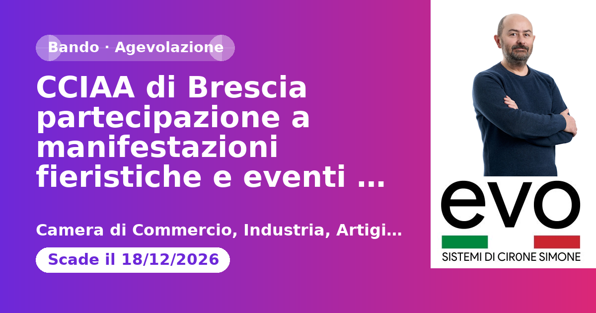CCIAA di Brescia partecipazione a manifestazioni fieristiche e eventi organizzati da Pro Brixia