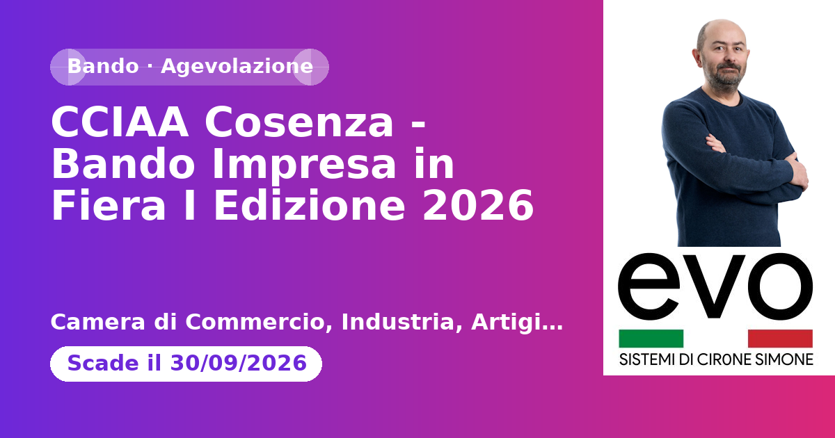 CCIAA Cosenza - Bando Impresa in Fiera I Edizione 2026
