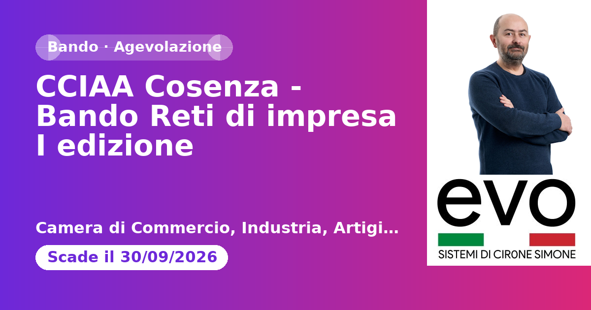 CCIAA Cosenza - Bando Reti di impresa I edizione