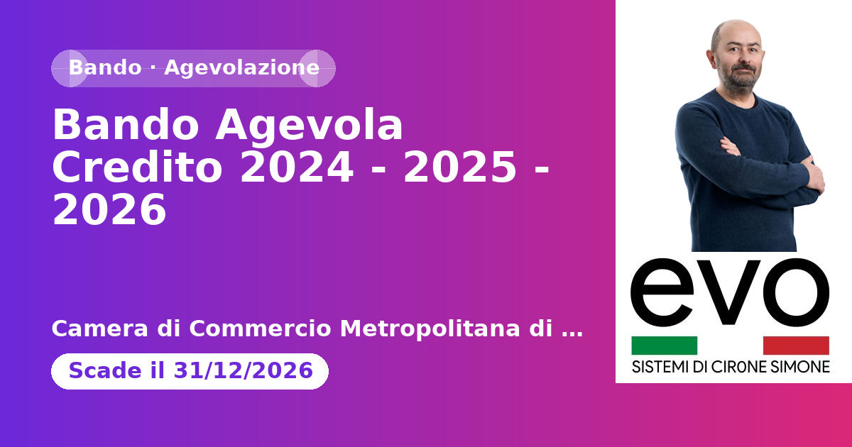 Bando Agevola Credito 2024 - 2025 - 2026