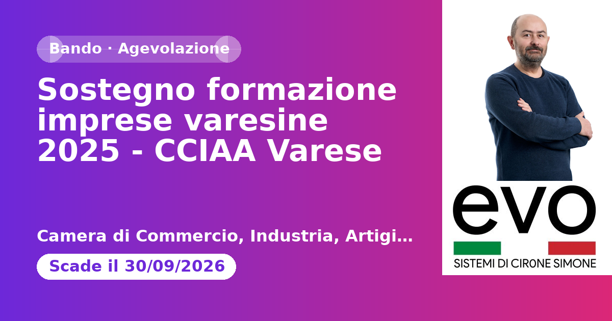 Anteprima: Sostegno formazione imprese varesine 2025 - CCIAA Varese
