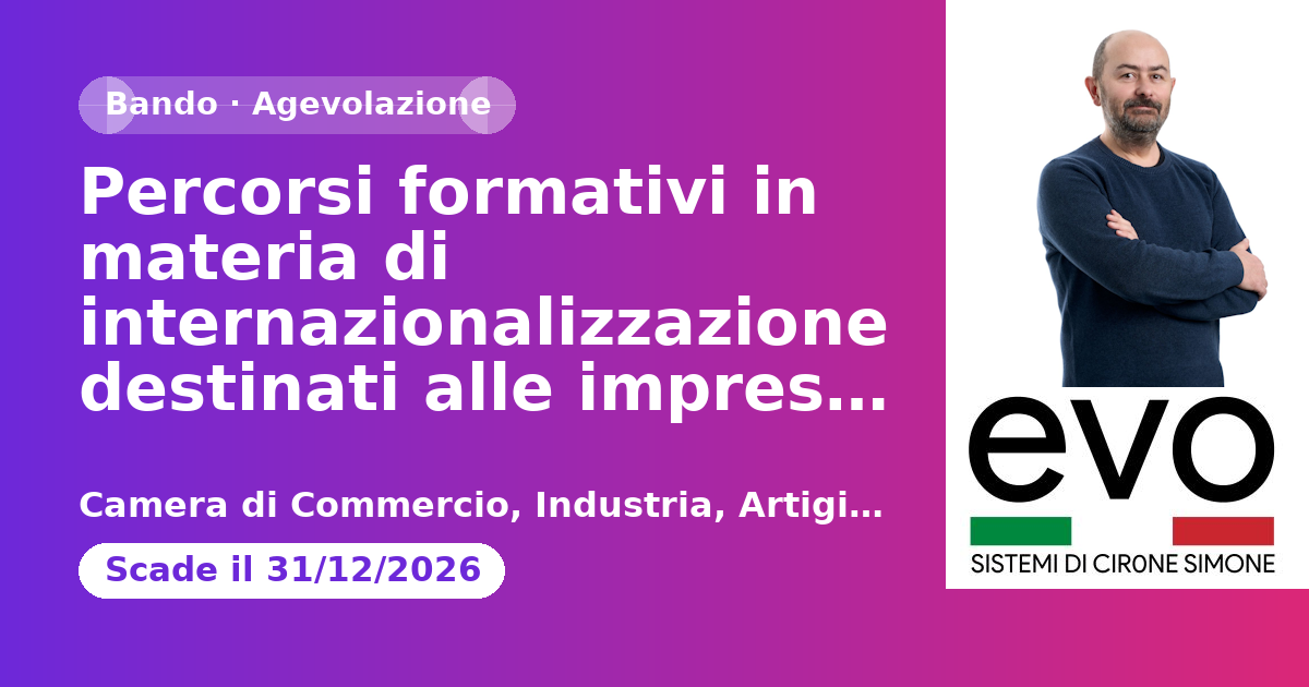 Percorsi formativi in materia di internazionalizzazione destinati alle imprese bergamasche - Anno 2026