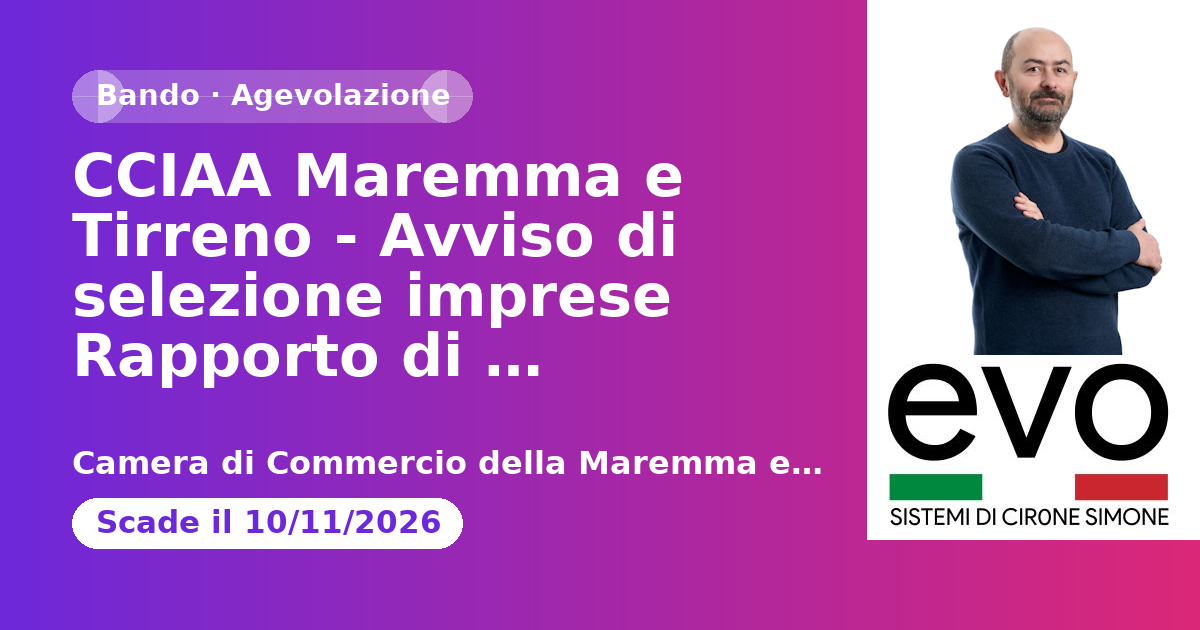 Anteprima: CCIAA Maremma e Tirreno - Avviso di selezione imprese Rapporto di Sostenibilit…
