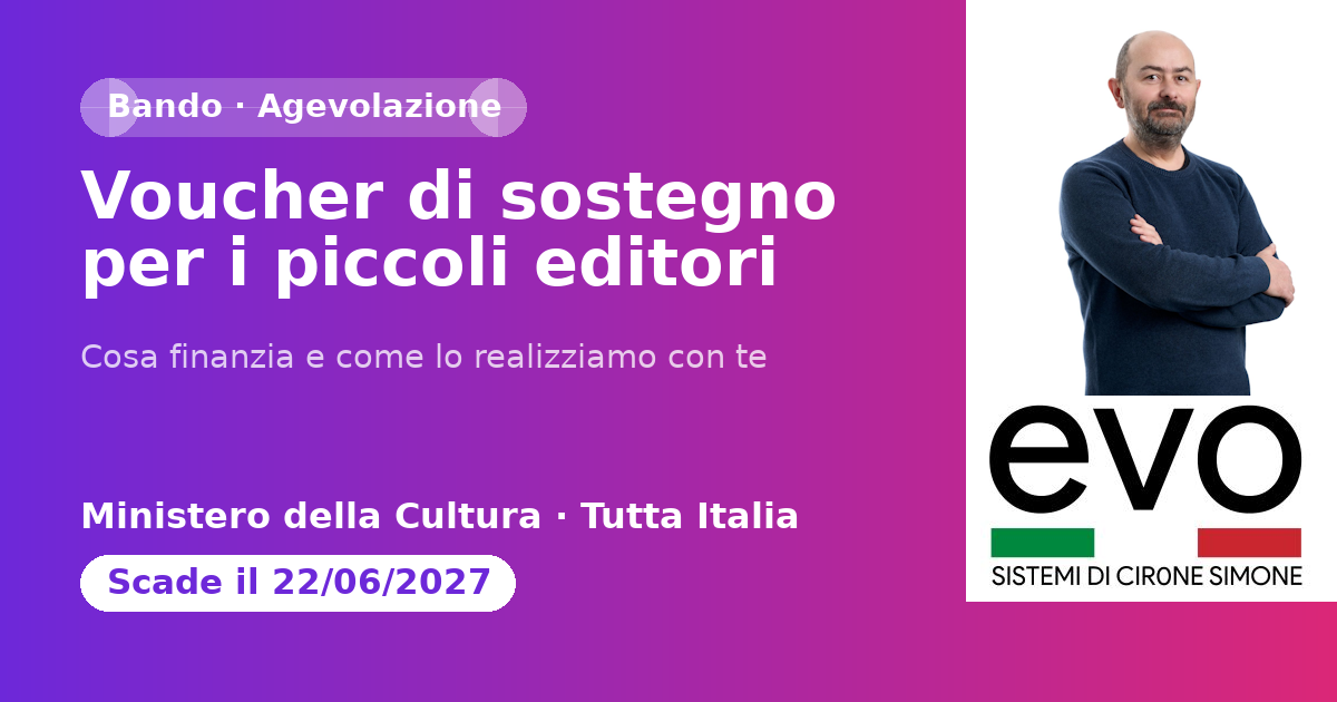 Voucher di sostegno per i piccoli editori