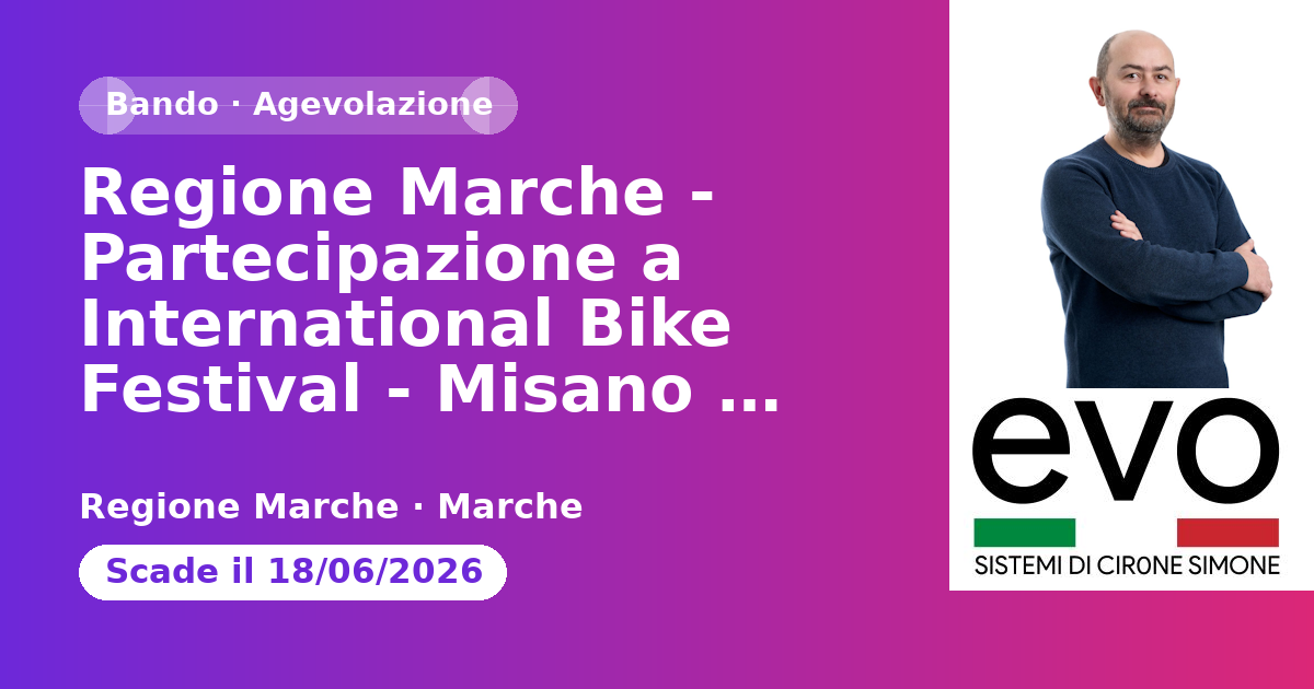 Regione Marche - Partecipazione a International Bike Festival - Misano Adriatico – 4/6 settembre 2026
