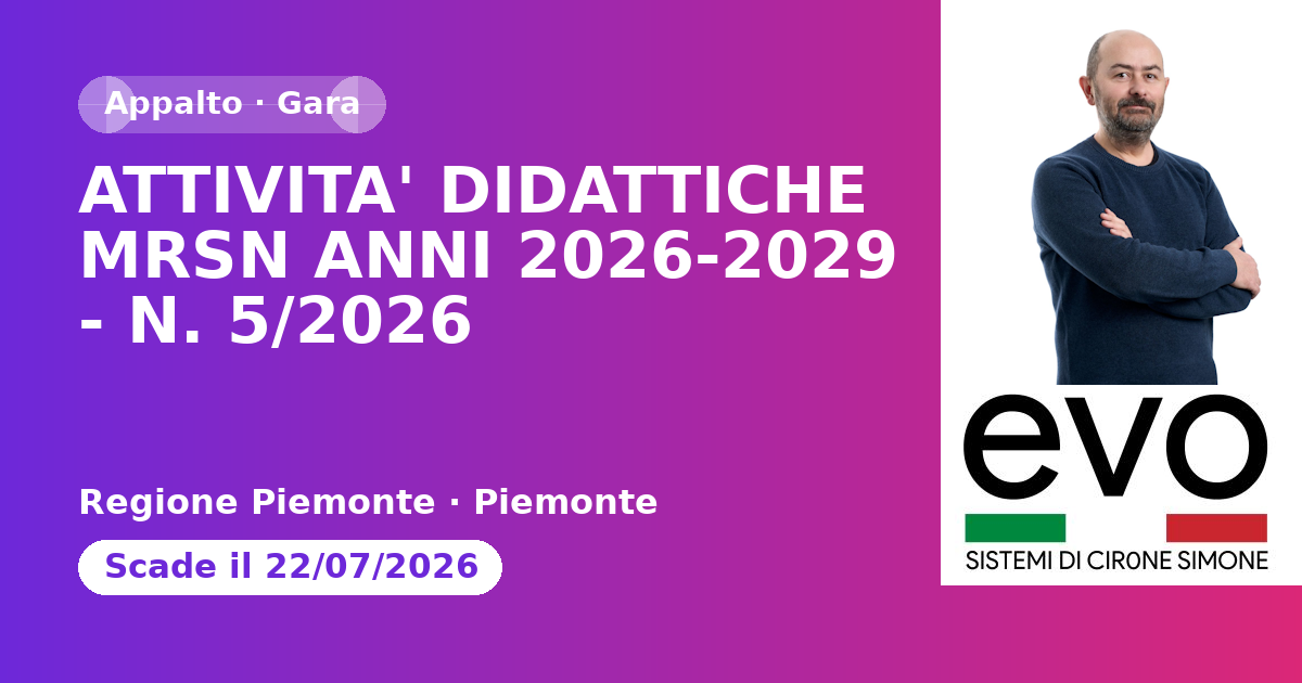ATTIVITA' DIDATTICHE MRSN ANNI 2026-2029 - N. 5/2026