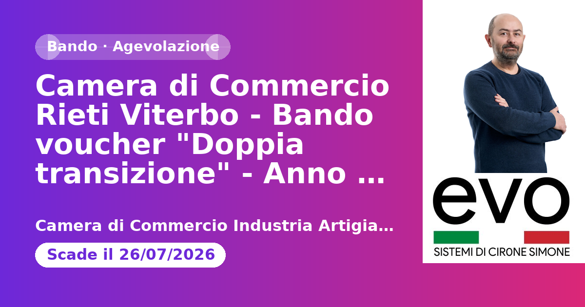 Camera di Commercio Rieti Viterbo - Bando voucher "Doppia transizione" - Anno 2026