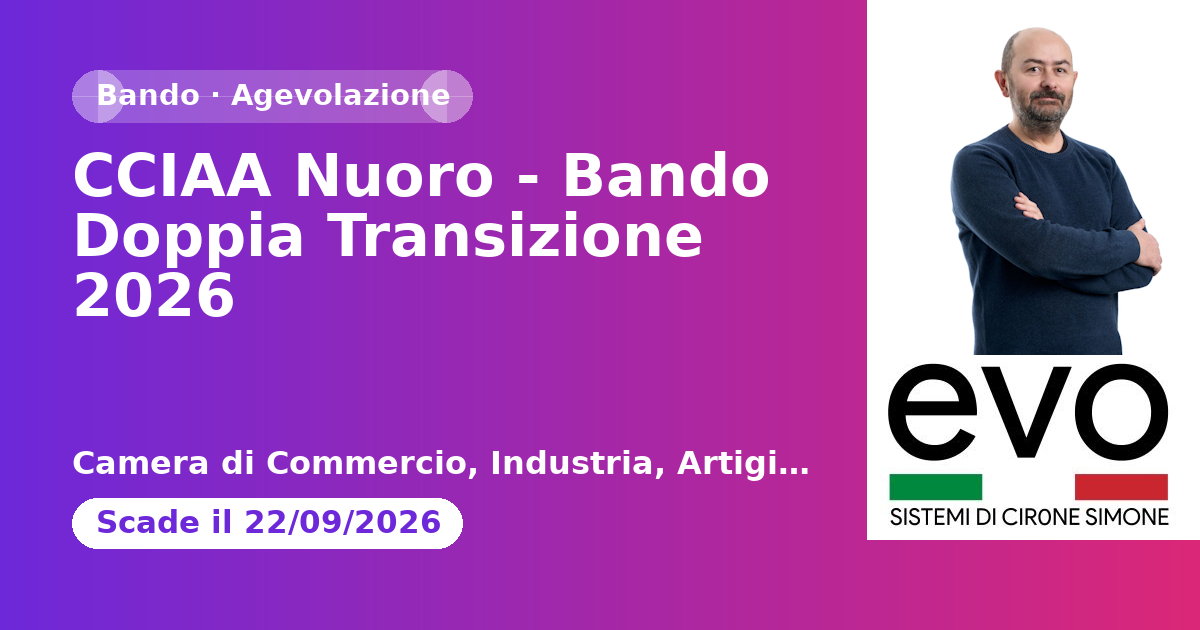 CCIAA Nuoro - Bando Doppia Transizione 2026