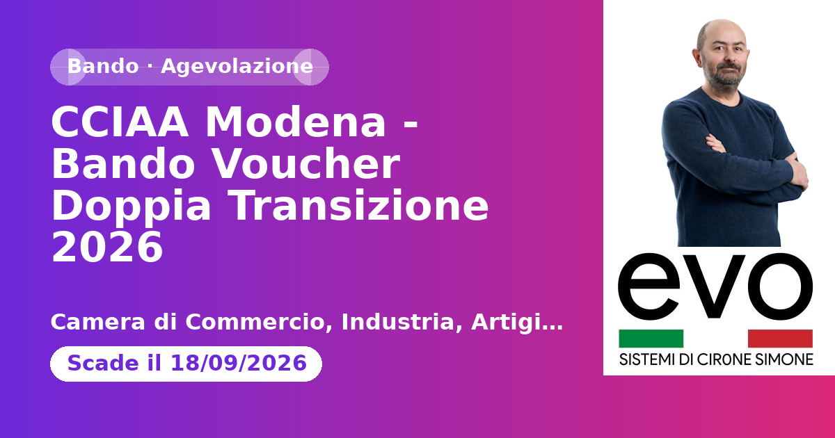 CCIAA Modena - Bando Voucher Doppia Transizione 2026