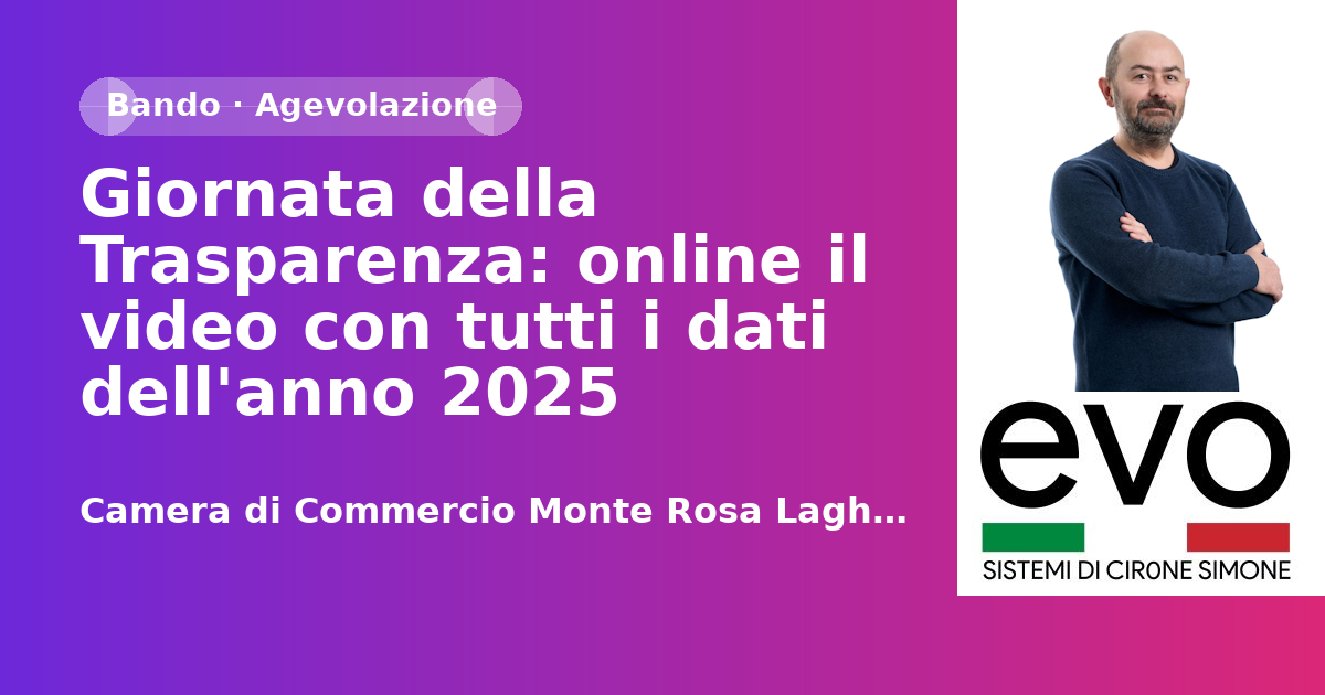 Giornata della Trasparenza: online il video con tutti i dati dell'anno 2025