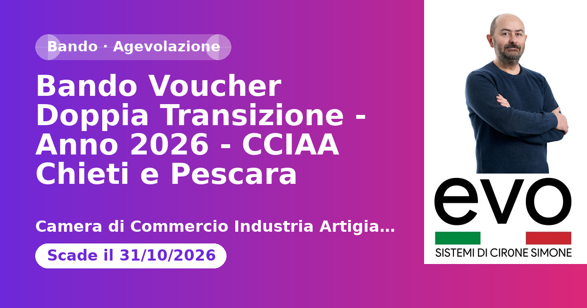 Bando Voucher Doppia Transizione - Anno 2026 - CCIAA Chieti e Pescara