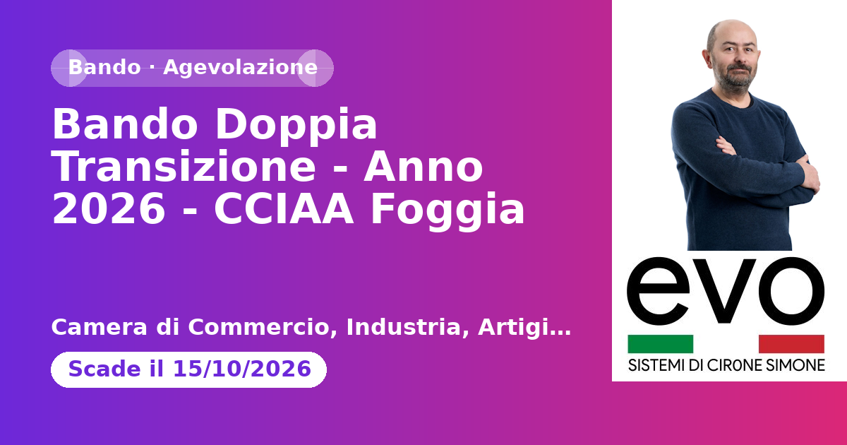 Bando Doppia Transizione - Anno 2026 - CCIAA Foggia