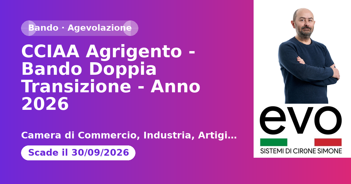 CCIAA Agrigento - Bando Doppia Transizione - Anno 2026