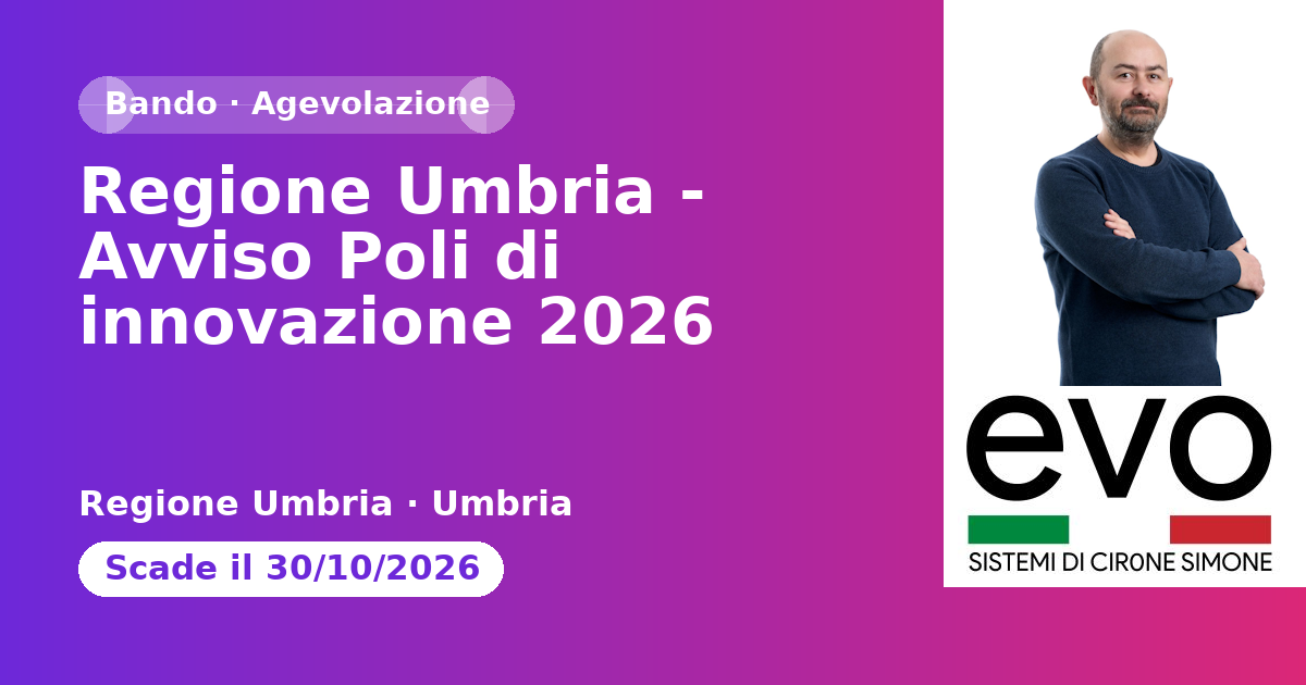 Regione Umbria - Avviso Poli di innovazione 2026