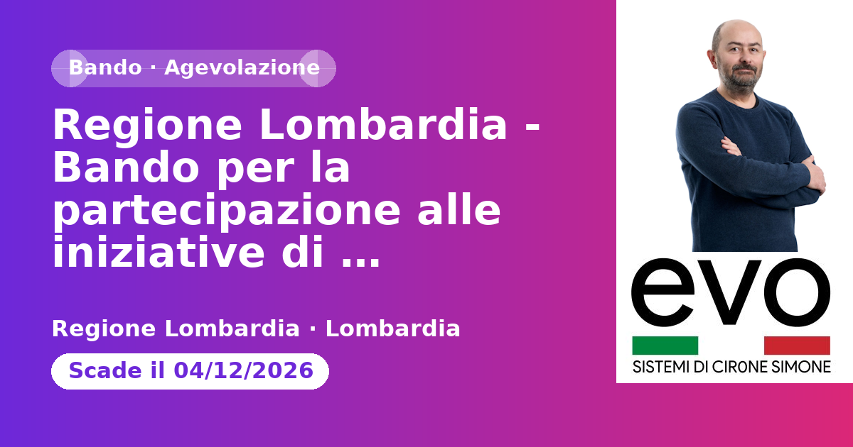 Regione Lombardia - Bando per la partecipazione alle iniziative di promozione turistica s…